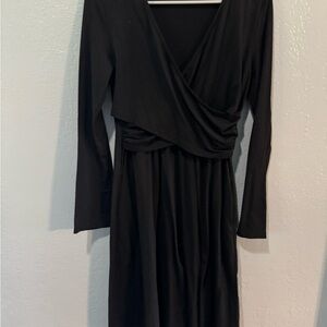 Elegant Black Nursing/Maternity Wrap Dress